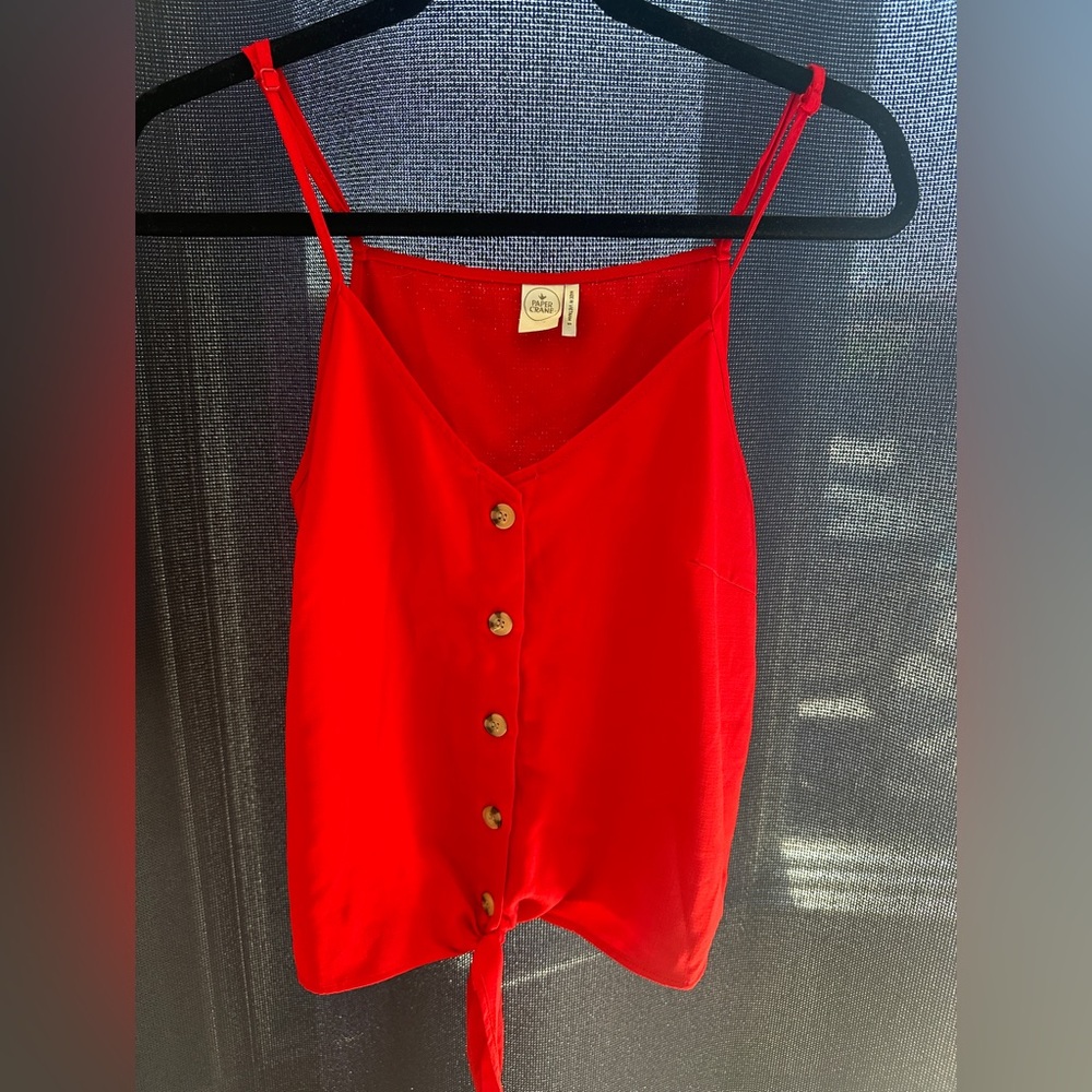 Red Button-Up Camisole Top